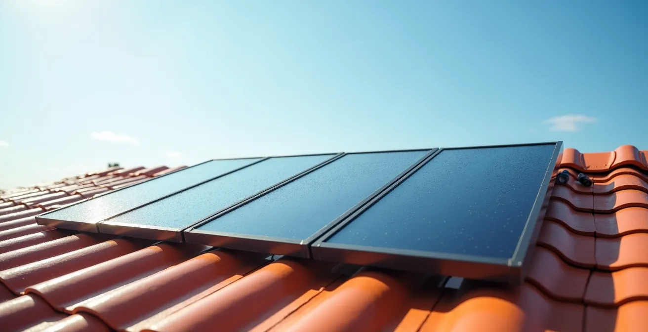 Capteurs solaires thermiques installés sur une toiture